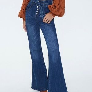 COPY - Forever 21 high-waisted,tie,bell bottom je…